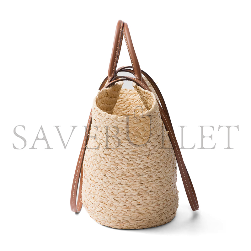 PRADA LARGE RAFFIA AND LEATHER SHOPPING BAG 1BG470 (25*25*15cm) PRADA LARGE RAFFIA AND LEATHER SHOPPING BAG 1BG470 (25*25*15cm)